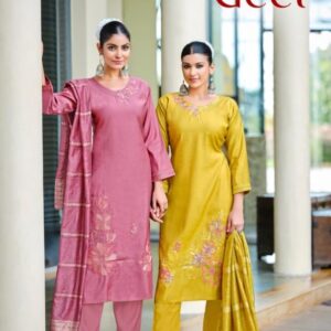 ossm geet series 1001 to 1006 roman silk hit design readymade suits in wholesale surat
