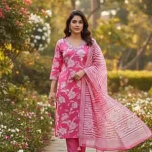 pr jaipuri cotton embroidery work readymade stylish combo suit in wholesale surat