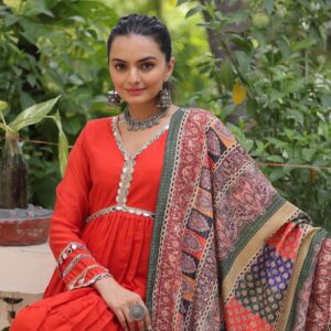 pr lw 9275 roman readymade classic gown with dupatta in wholesale surat