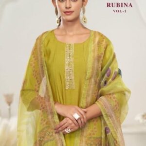 vamika rubina vol 1 series 602A To 602D viscose roman silk party wear full stitch suit in wholesale surat