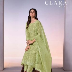 vipul clara vol 2 series 6491 to 6496 dolomite organza trendy salwar kameez in wholesale surat