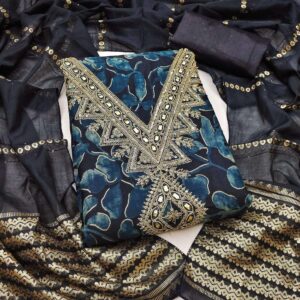 CARNIVAL 1 BOMBAY COTTON FRONT & BACK PRINT WITH KODDING SQUANCE WORK suit