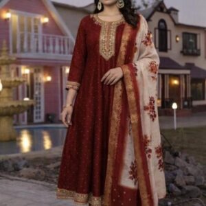kaya 6195 vichitra silk anarkali style full stitch combo 3pcs dress