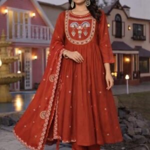 kaya 6279 hit design mul chanderi full stitch combo 3pcs dress