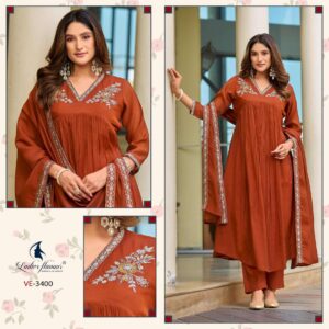 ladies flavour 3398-3400 readymade mul chanderi suit
