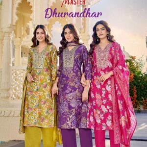 master dhurandhar series 1001-1008 roman silk readymade suit