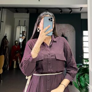 nnk4406 fully stitch stylish crackel look one piece dress