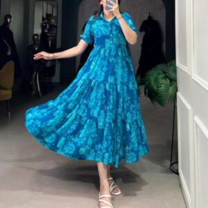 nnk4508 georgette fully stitch floral print kurti