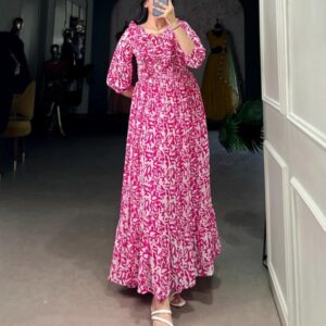 nnk4516 georgette printed readymade classic long frock