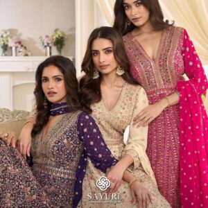 sayuri designer maharani series 10271-10273 premium real georgette gown with dupatta