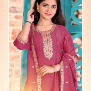 aanchi little chameli series 101 to 102 vichitra silk fully stitch combo kids suit in wholesale surat