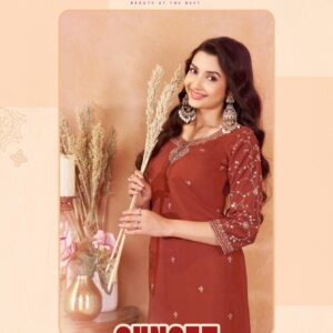 aanchi sunset premium two tone fancy fabric wholesale kurti