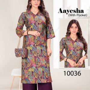 hariyaali aayesha series 10008 to 10036 vertican silk full stitch combo kurti with pant in wholesale surat