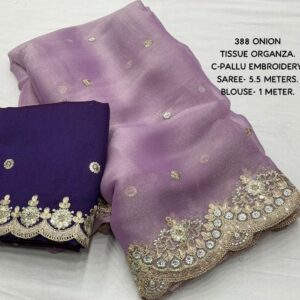 kc 388 tissue organza embroided sarees
