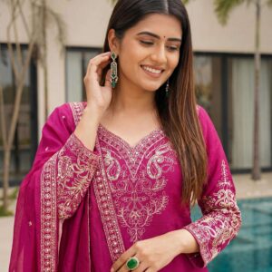 pr dvd 5155 readymade chinon silk sequence work kurti pant with dupatta in wholesale surat