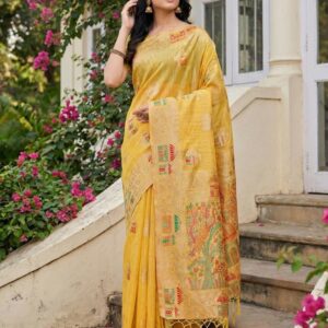 pr LINEN GRACE fancy designer Soft LINEN COTTON fabric saree wholesale with Fancy latkan